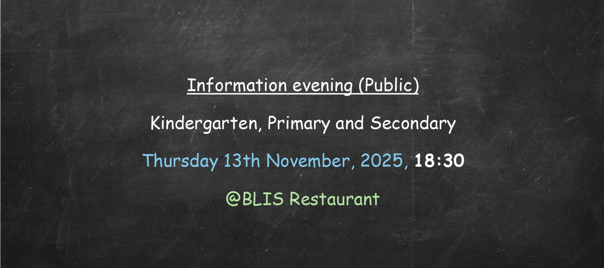 Information Evening Kindergarten, Primary and Secondary (Public)