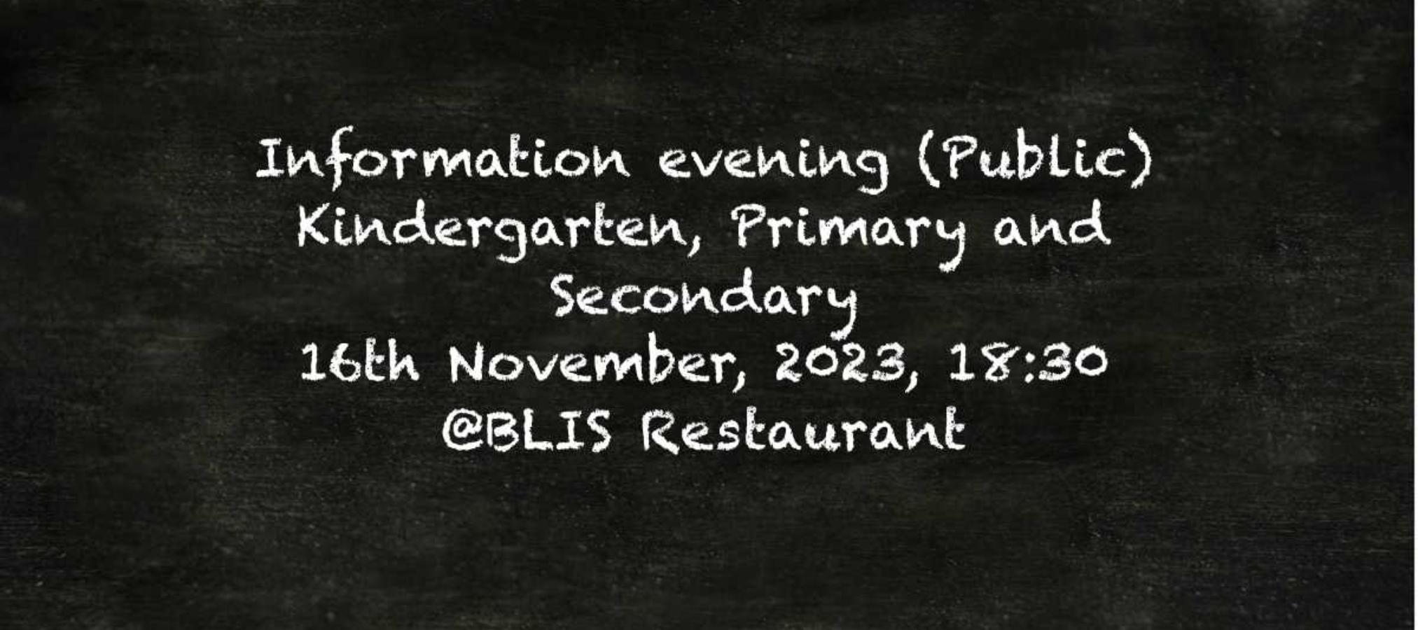 Information Evening Kindergarten, Primary and Secondary (Public)